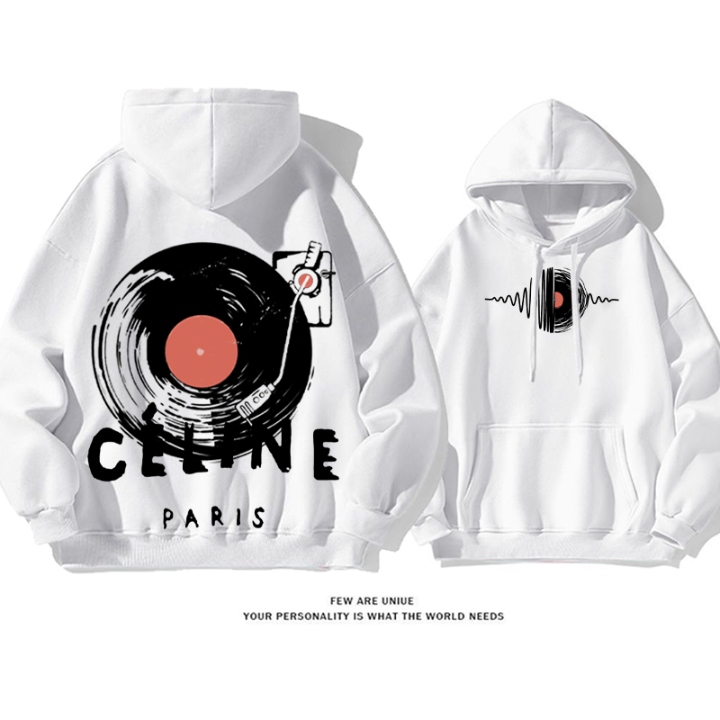 ユニークなデザイン 音楽 プリント柄フード付きパーカー