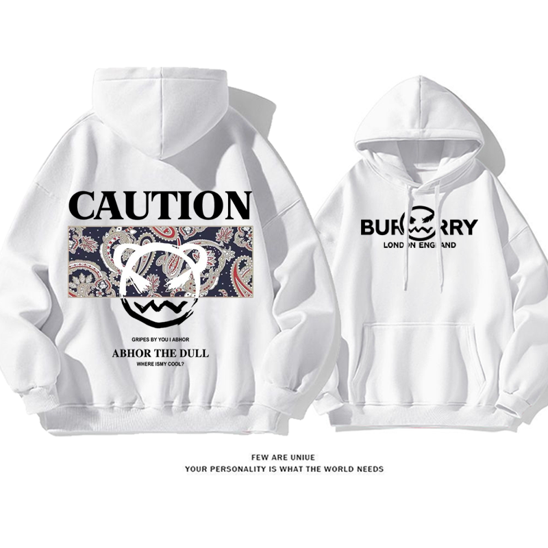 パーソナライズされたデザイン クマ プリント柄フード付きパーカー