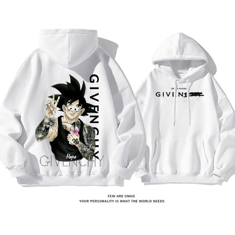 小グループのデザインタトゥーを入れたアニメキャラクター プリント柄フード付きパーカー