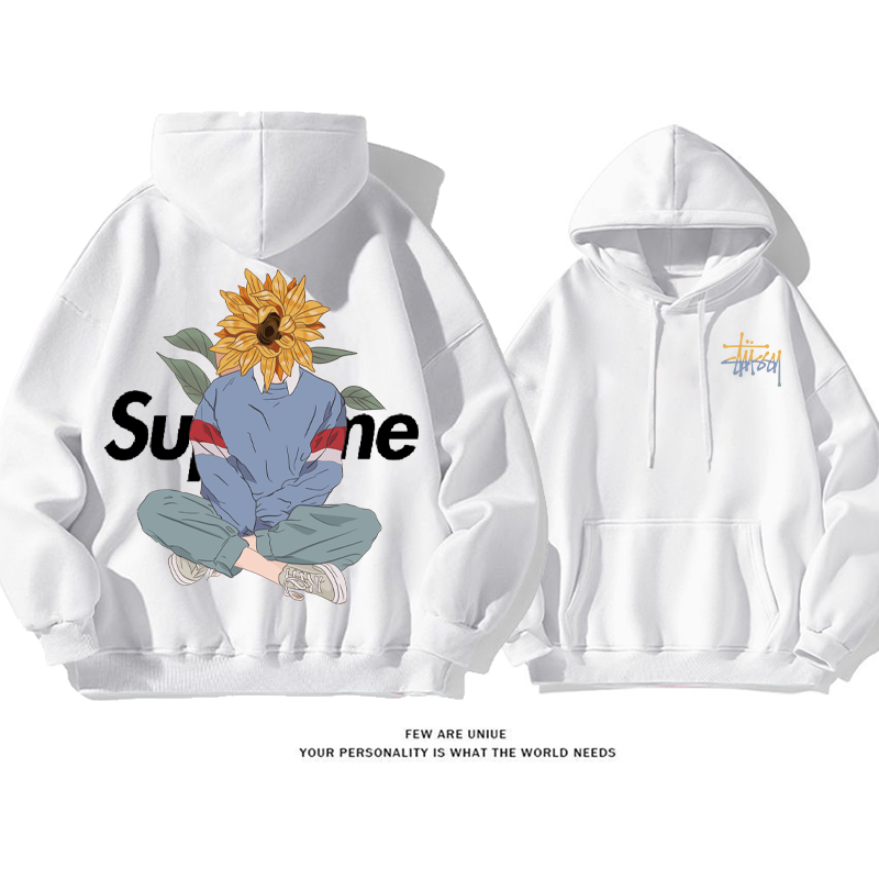 韓国ファッション花と少年ですカジュアルユニーク アドバンスドゆったりしていて純粋な綿素材パーカー