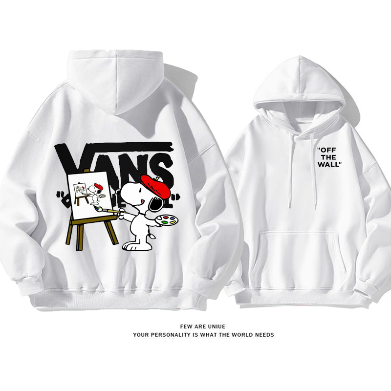 人気爆発小衆の設計画家の白い子犬プリント柄ファッションパーカー