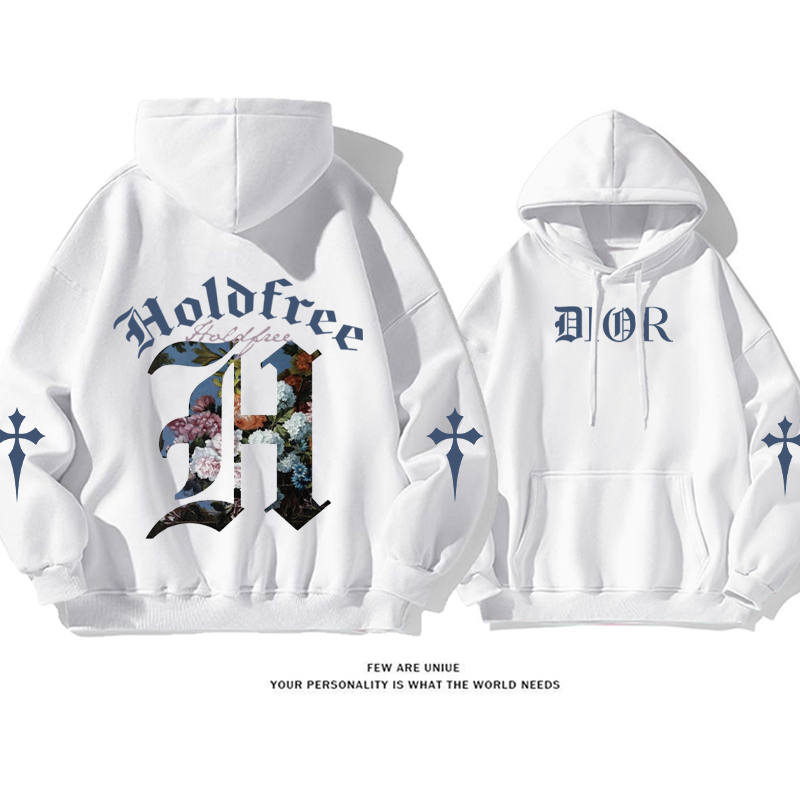 シンプルなデザイン ワードアート ピュアコットンのフード付きスウェットシャツ