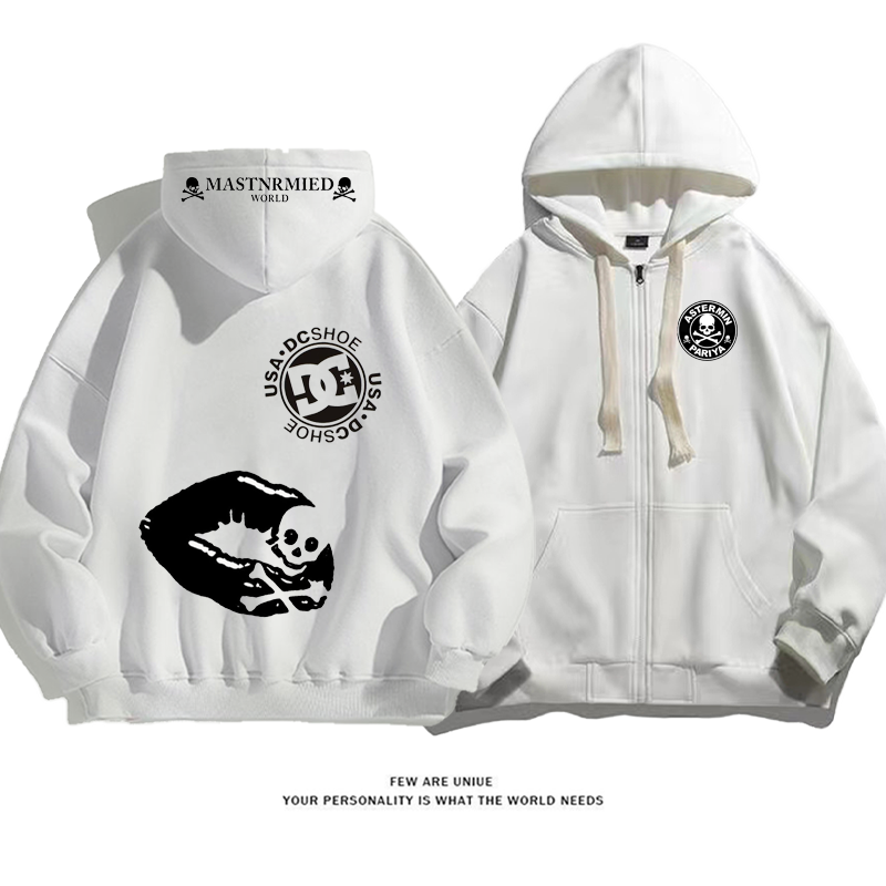 人気爆発どくろ唇プリント柄デザイン性のあるファッションコート