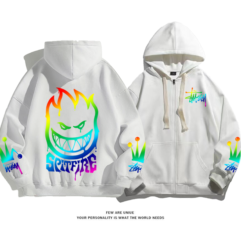 カラフルなデザイン 色のついた炎 カーディガントレーナー