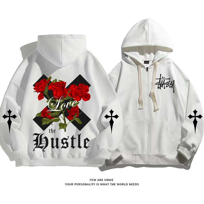 パーソナライズされたデザイン 赤いバラ カーディガントレーナー