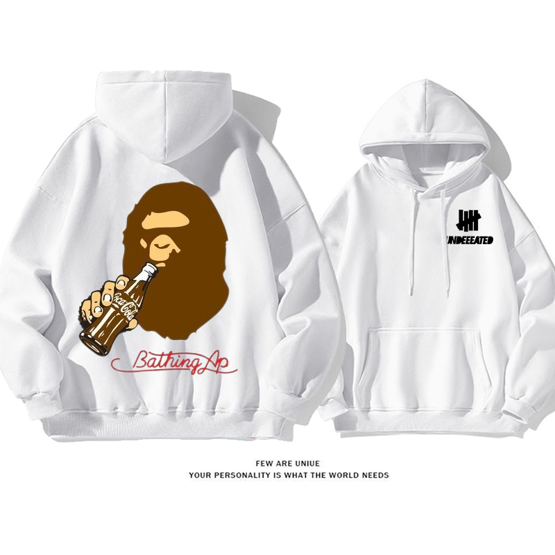 カジュアル飲み物を飲む猿人頭デザイン性のある超カッコイイファッションパーカー