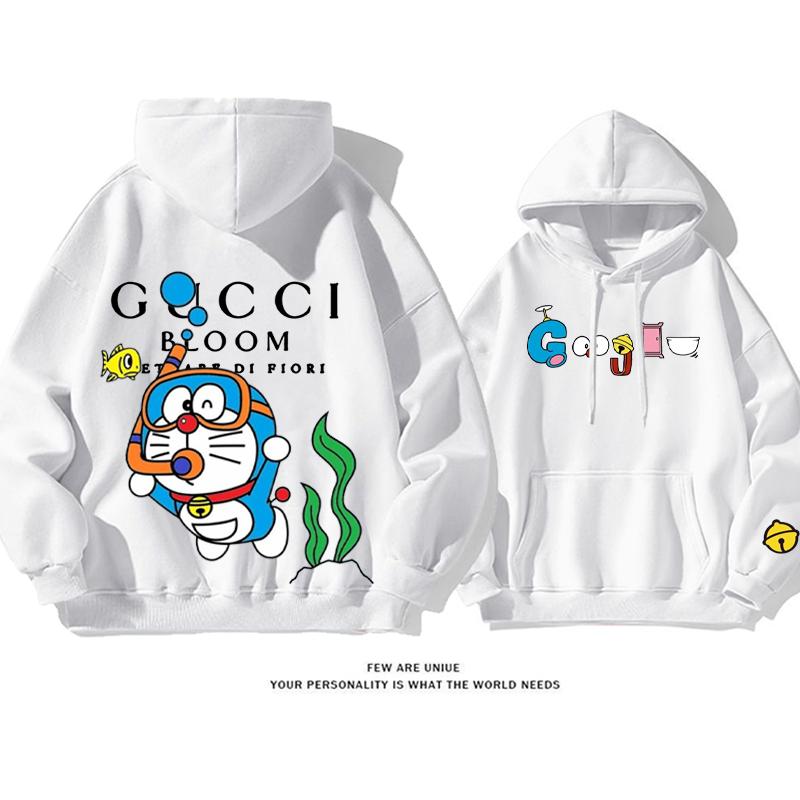 ユニークなデザイン ダイビングキャット プリント柄フード付きパーカー