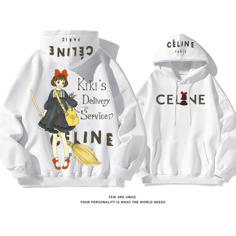 カジュアルほうきを持った魔女超人気アニメのファッションパーカー