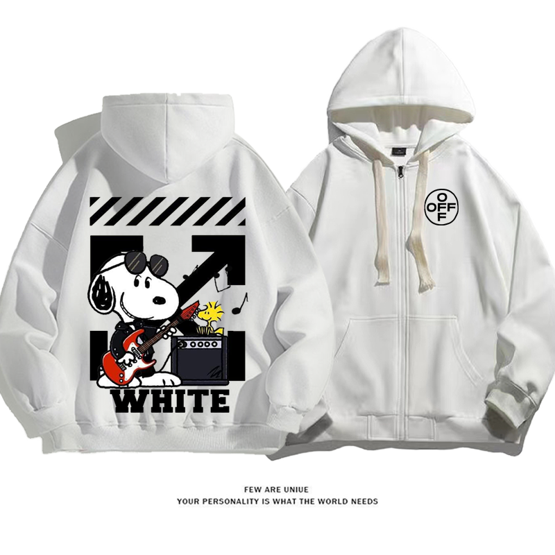 ストリート人気爆発白い子犬音楽カートゥーンファッションコート