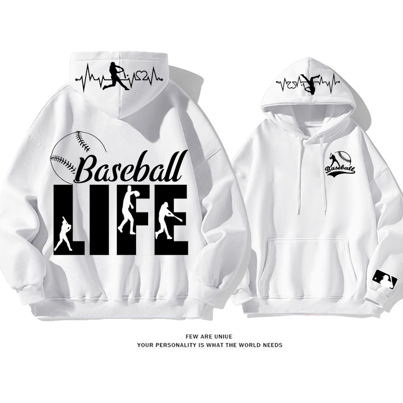 ins映えスポーツ風デザイン性のある野球‘’LIFE‘’ファッションパーカー