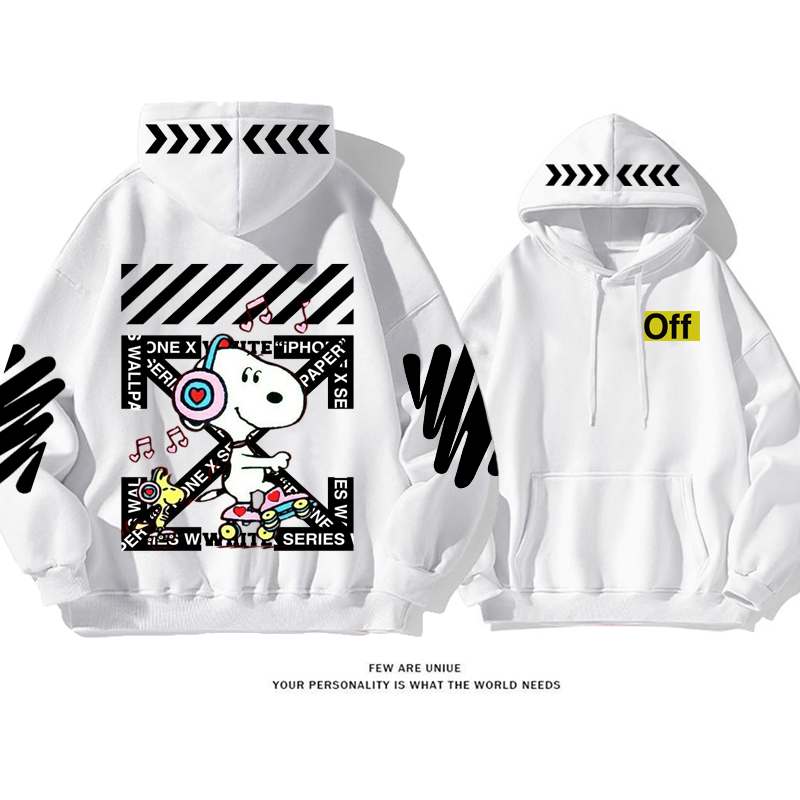 人気爆発カートゥーン白い子犬ポピュラーストリートファッションパーカー