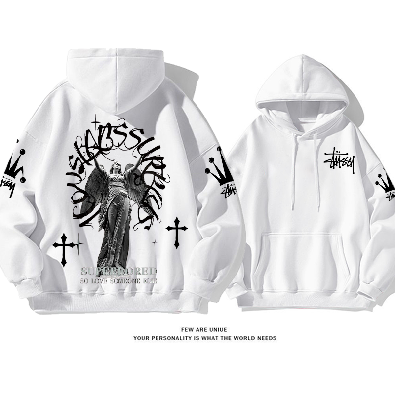 パーソナライズされたデザイン クロス プリント柄フード付きパーカー