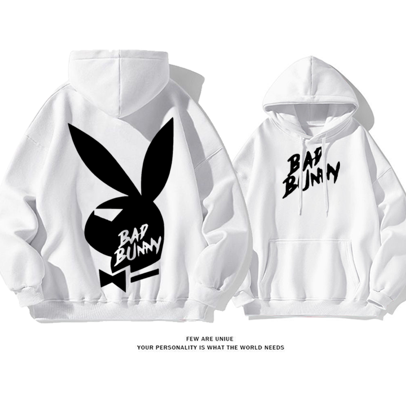 ユニークなデザイン 悪いウサギ プリント柄フード付きパーカー