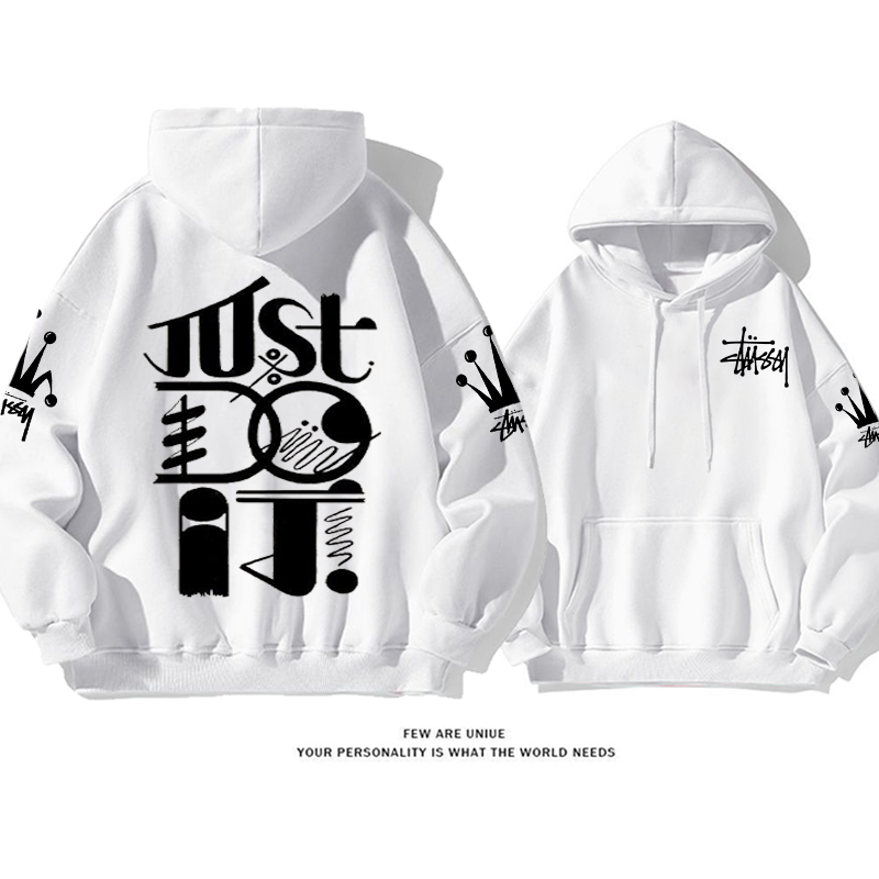 ユニークなデザイン 芸術的なフォント プリント柄フード付きパーカー