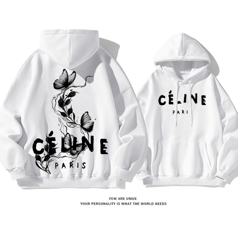 パーソナライズされたデザイン インクバタフライ プリント柄フード付きパーカー