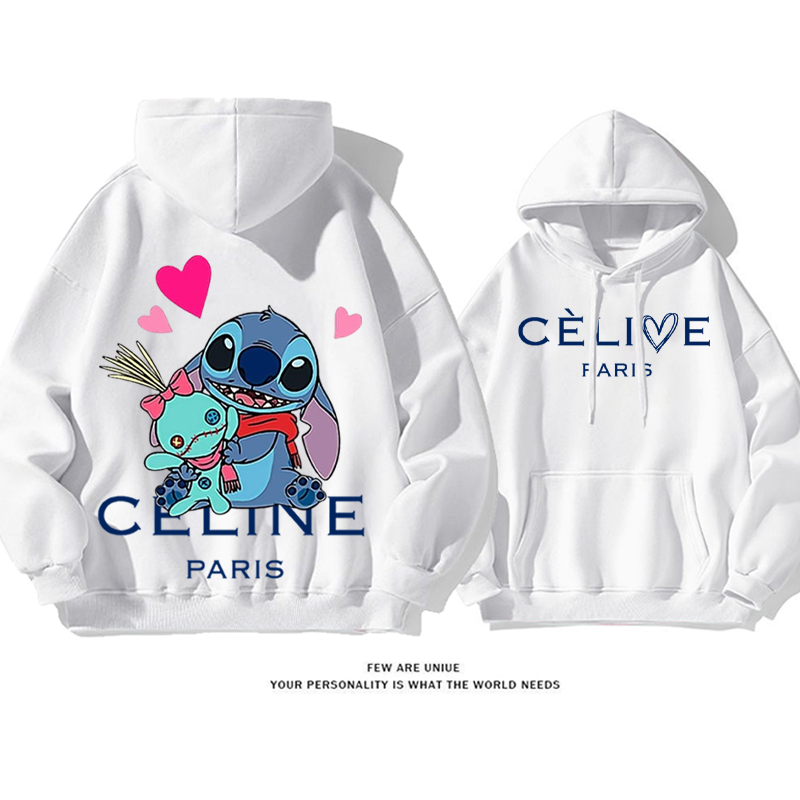 かわいいデザイン 人形を抱く犬 プリント柄フード付きパーカー