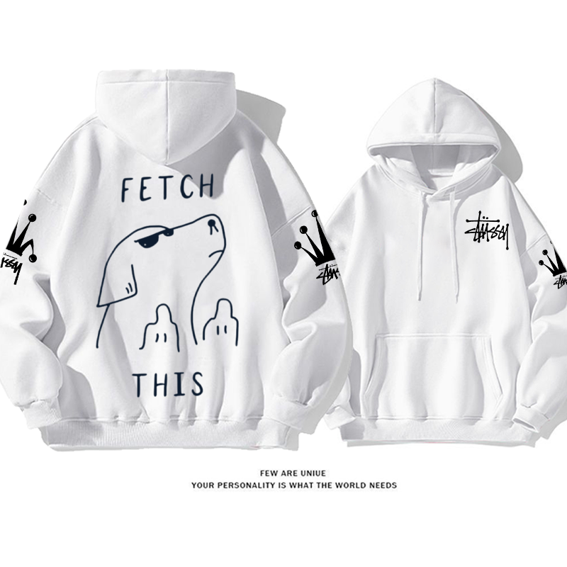 トレンディなクールな犬 プリント柄フード付きパーカー