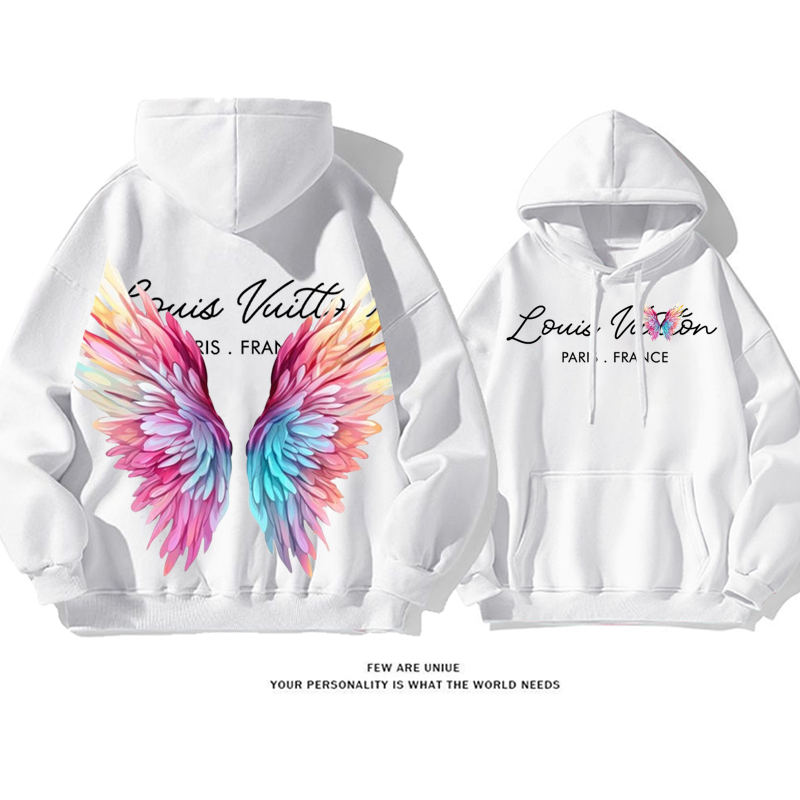 ユニークなデザイン カラフルな蝶の羽 プリント柄フード付きパーカー
