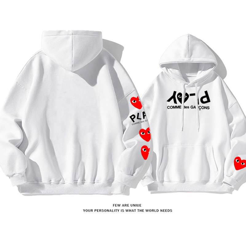 トレンディなデザイン 赤いハート ピュアコットンのフード付きスウェットシャツ