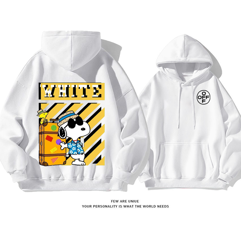 超人気白い子犬プリント柄デザイン性のある超カッコイイファッションパーカー