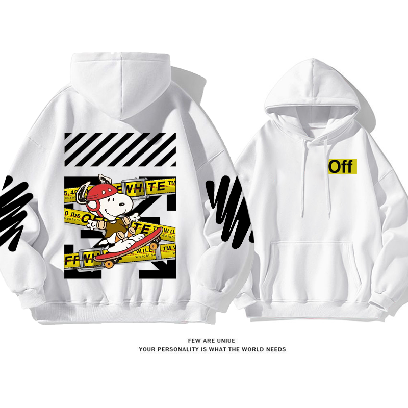 人気爆発ins映え超カッコイイ白い子犬プリント柄ファッションパーカー