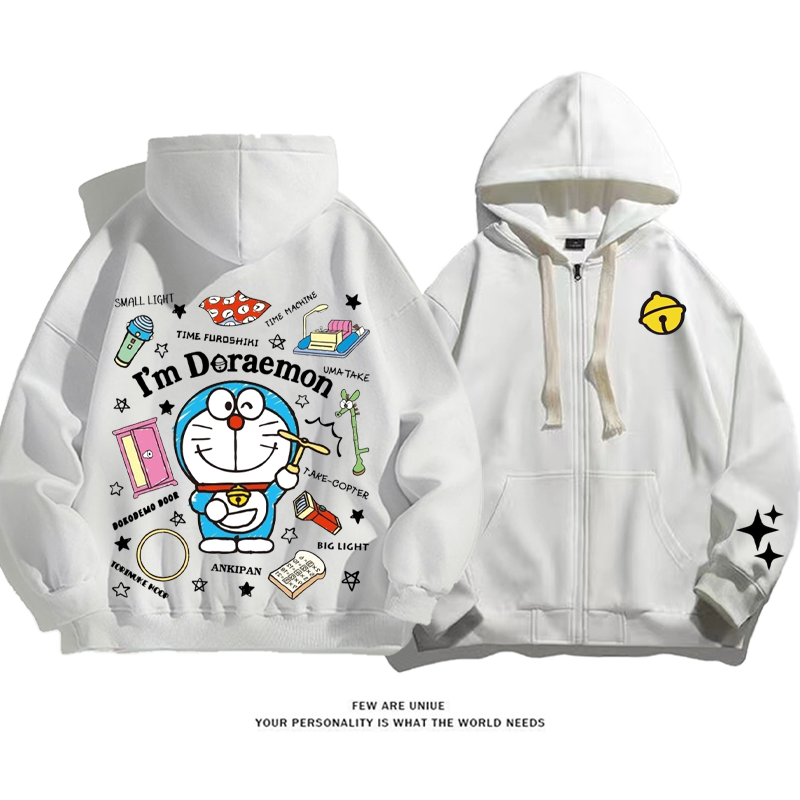 人気の青い猫 プリント柄カーディガントレーナー