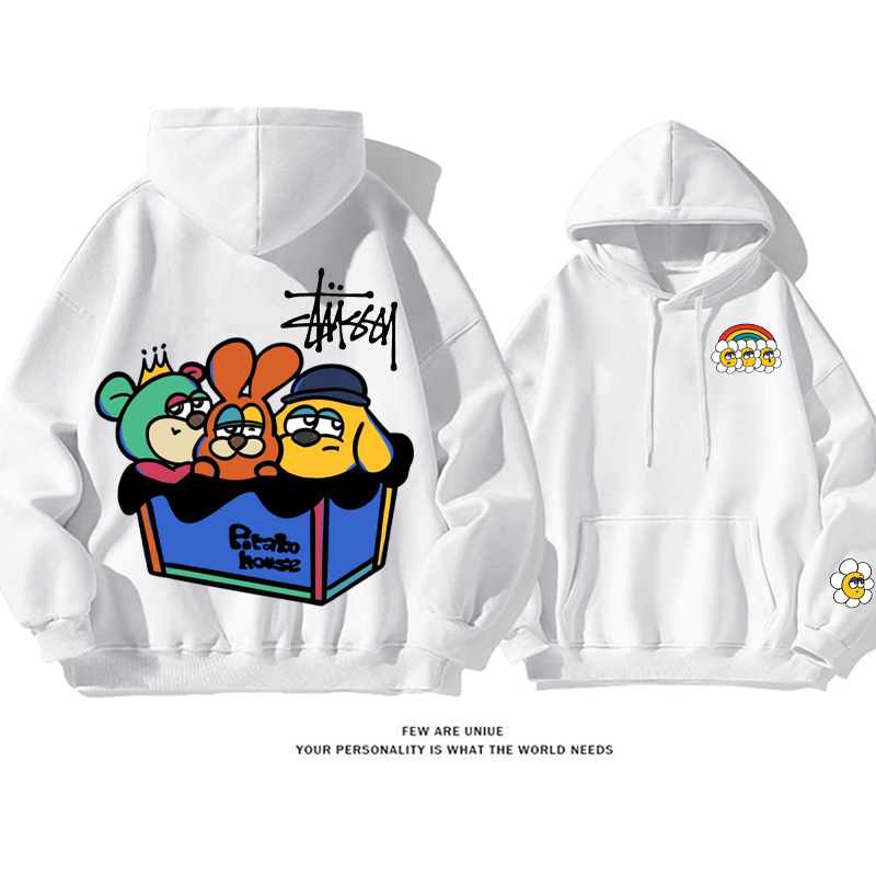 トレンディな人形 プリント柄フード付きパーカー