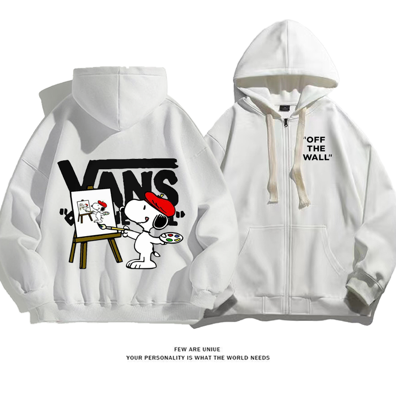 人気爆発小衆の設計画家の白い子犬プリント柄ファッションコート