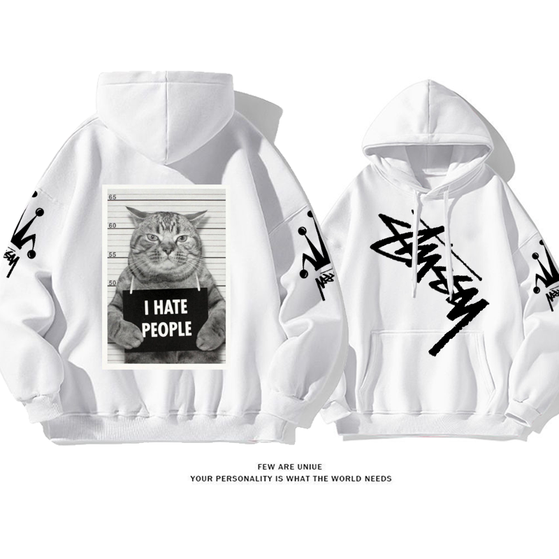 牢屋の猫レジャーですトレンドブランドゆったりしていてパーカー