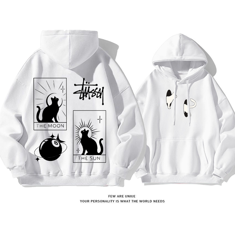 猫のタロットです小衆の設計カジュアルゆったりしていてアドバンスド純粋な綿素材パーカー