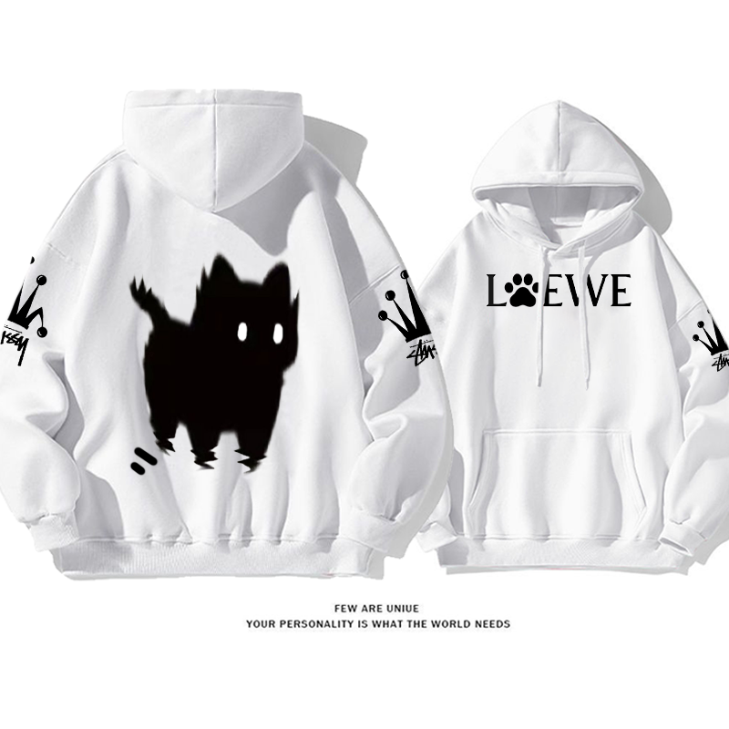 人気商品 怯えた猫 プリント柄フード付きパーカー