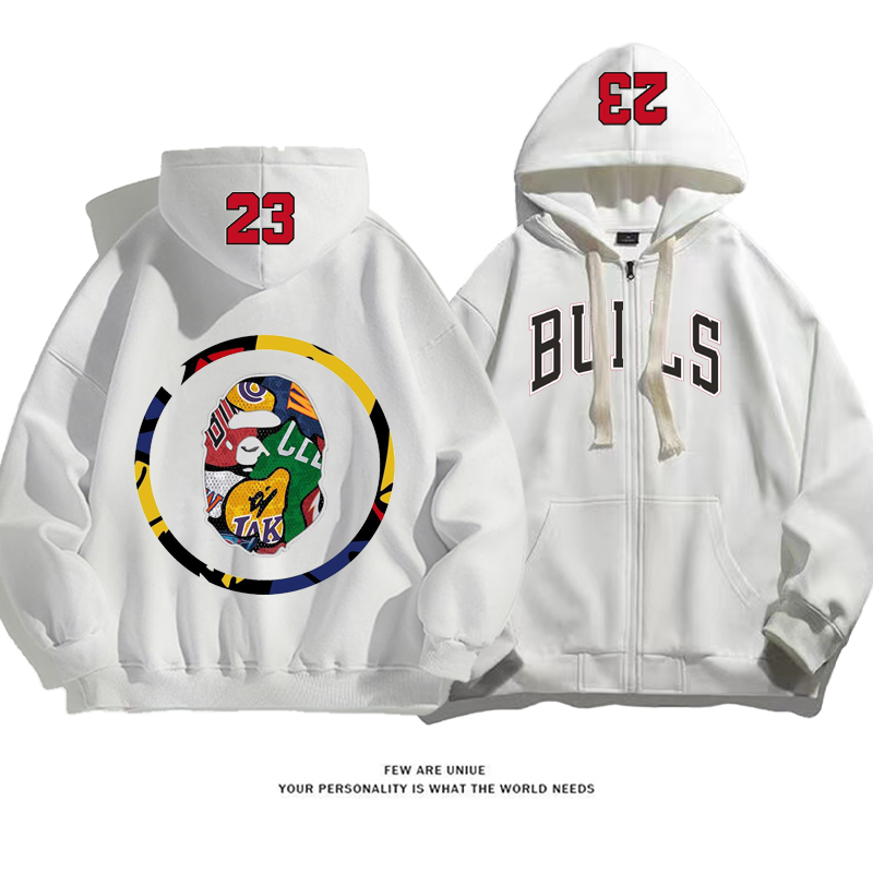 スポーツ風猿の頭プリント柄超カッコイイポピュラーファッションコート