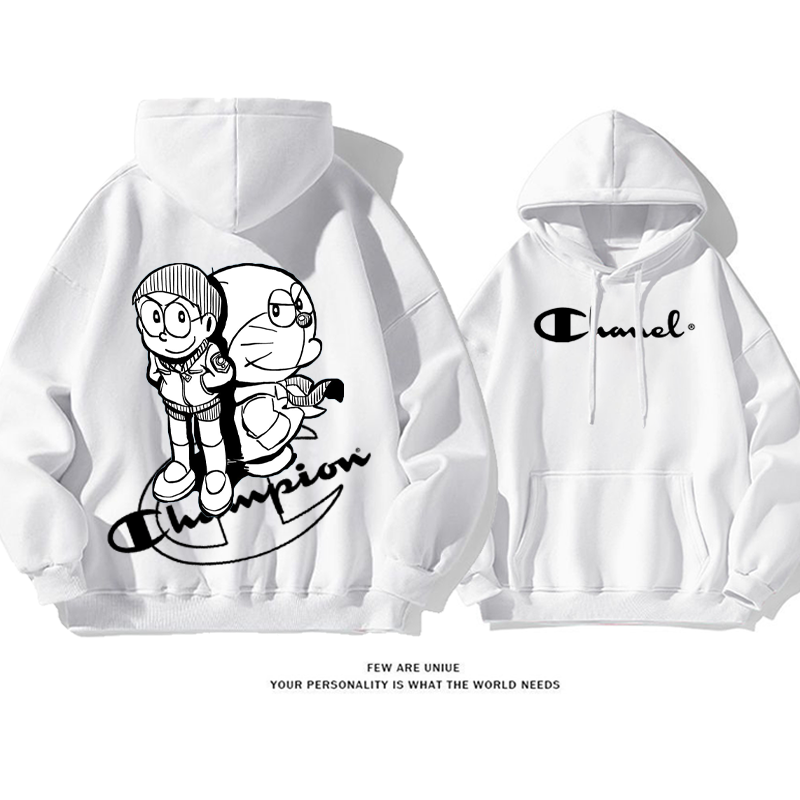 パーソナライズされたデザイン 黒と白のスタイル プリント柄フード付きパーカー