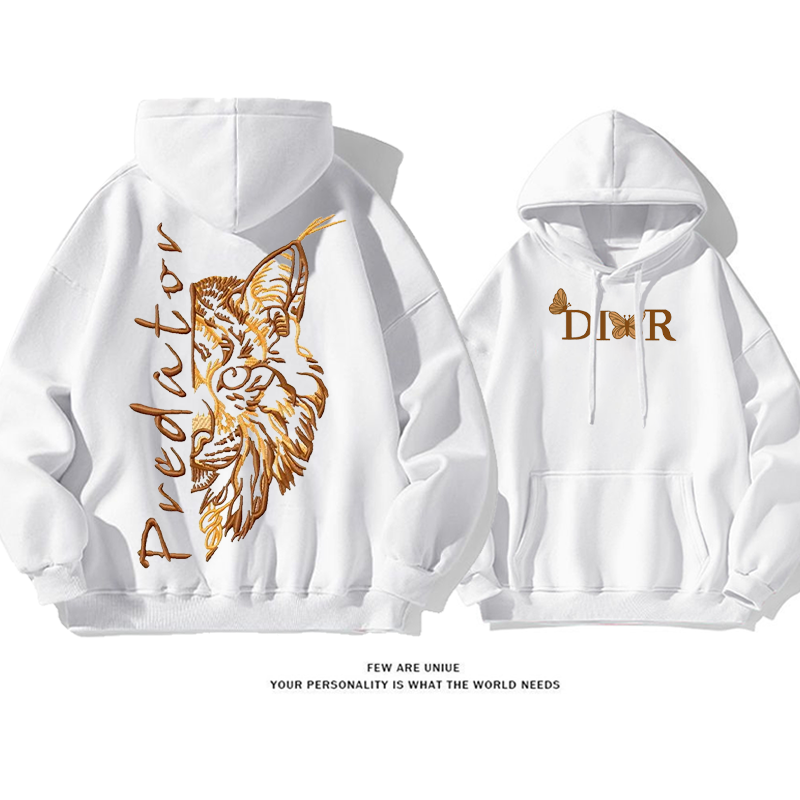 ユニークなデザイン 刺繍プリント フード付きパーカー