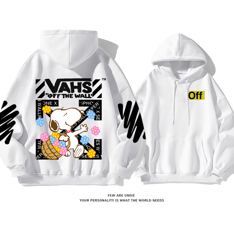 超人気カートゥーン超カッコイイ白い子犬プリント柄ポピュラーファッションパーカー