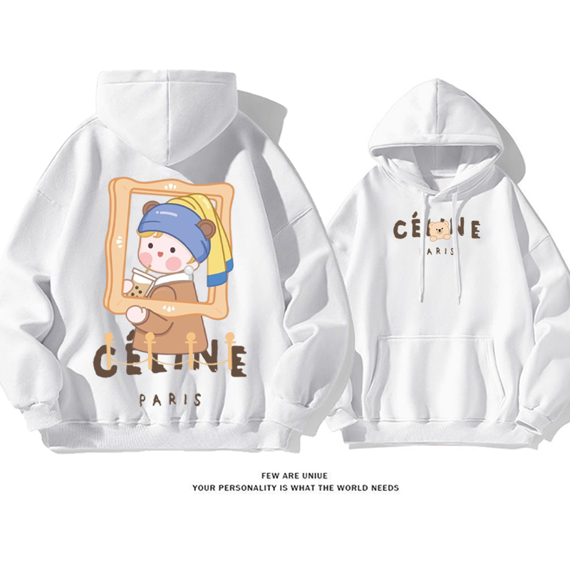 かわいいスタイル 世界の名画のQ版 プリント柄フード付きパーカー