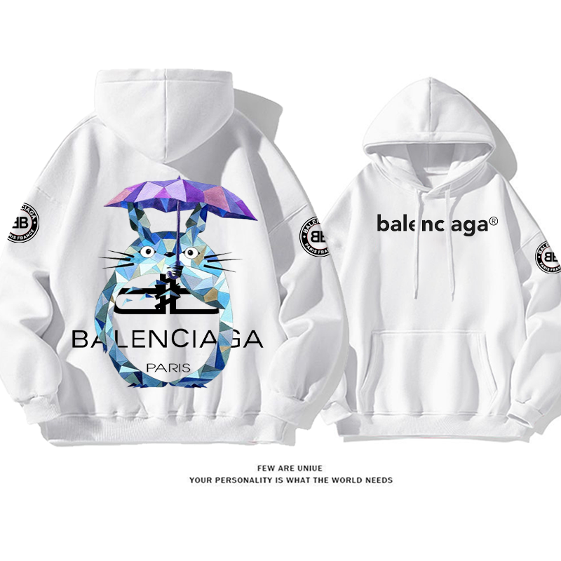 カラフルなアニメキャラクター プリント柄フード付きパーカー