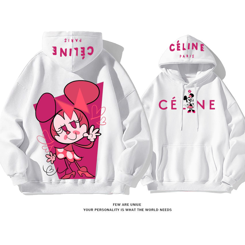 ins映えカートゥーンピンクのネズミ超かわいいデザイン性のあるファッションパーカー