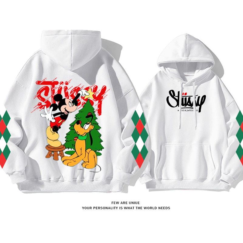 クリスマスデザインスタイル カジュアル プリント柄フード付きパーカー