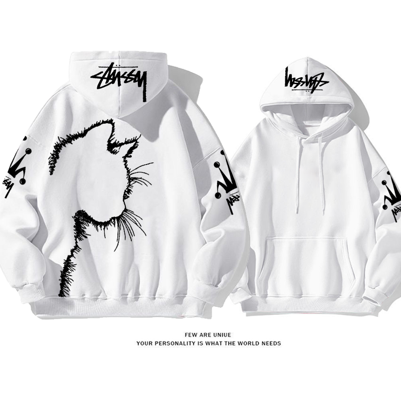 猫の影レジャーですファッションゆったりしていて暖かいですパーカー