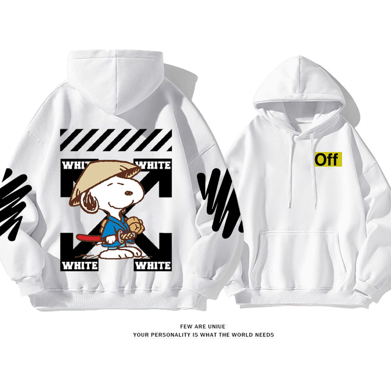 ストリート剣豪白い子犬超カッコイイカートゥーンファッションパーカー