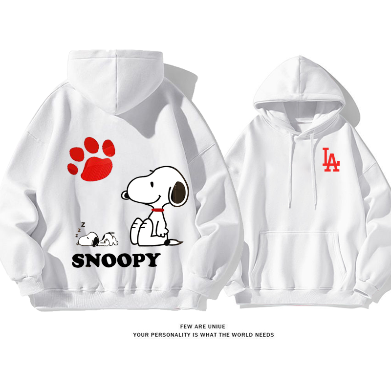 カジュアル超人気カートゥーン白い子犬プリント柄ファッションパーカー