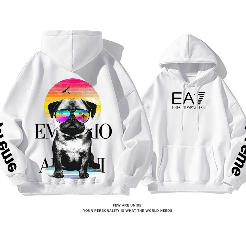 パーソナライズされたデザイン トレンディな犬  プリント柄フード付きパーカー