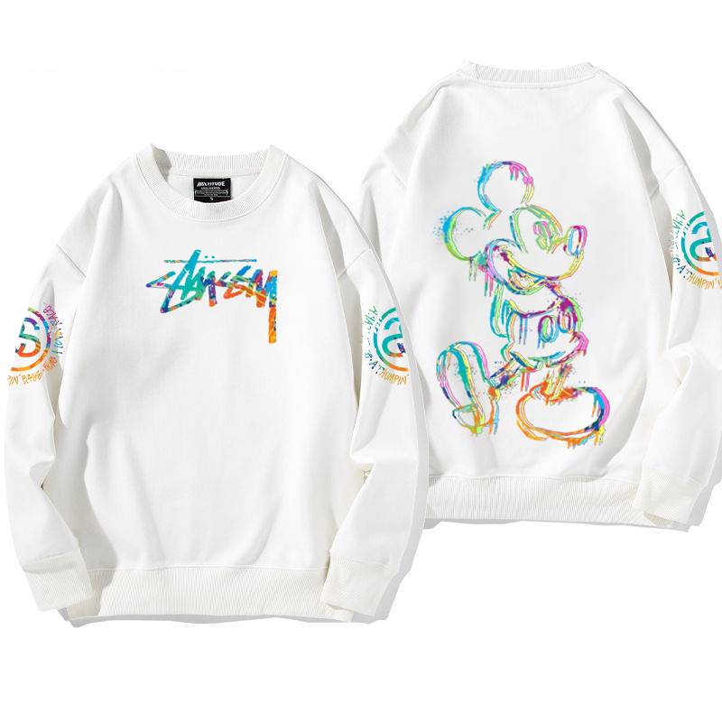 クールなデザイン プリント柄フードなしパーカー