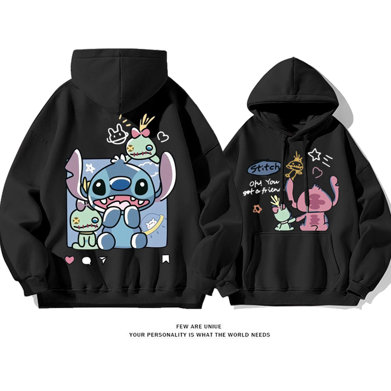 落書きスタイル かわいい犬 プリント柄フード付きパーカー