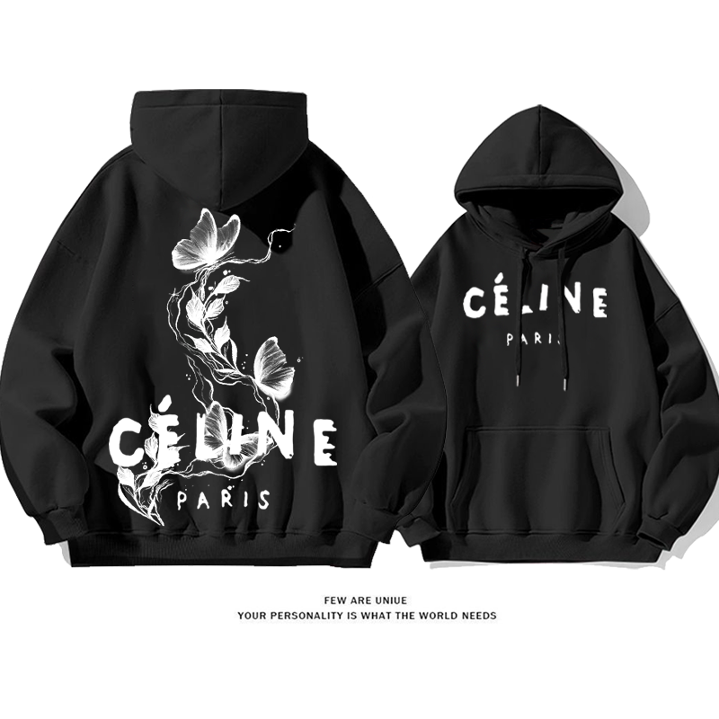 パーソナライズされたデザイン インクバタフライ プリント柄フード付きパーカー