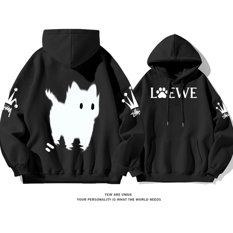 人気商品 怯えた猫 プリント柄フード付きパーカー