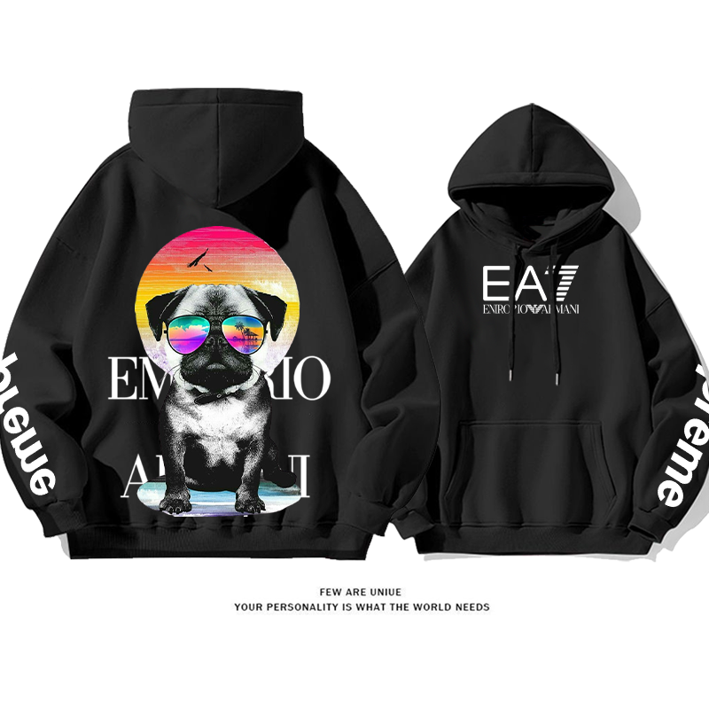 パーソナライズされたデザイン トレンディな犬  プリント柄フード付きパーカー