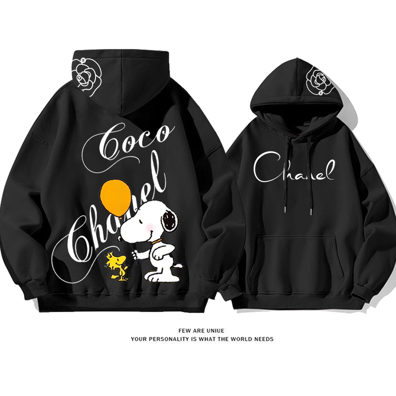 人気のデザイン 風船を持つ犬 プリント柄フード付きパーカー