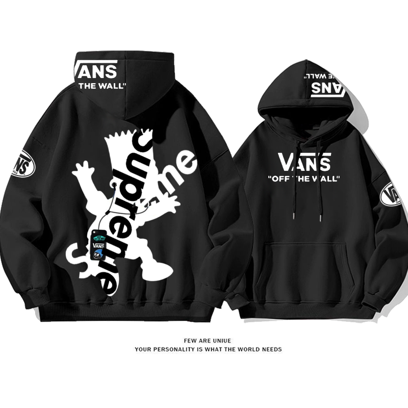 ユニークなデザイン シルエット プリント柄フード付きパーカー